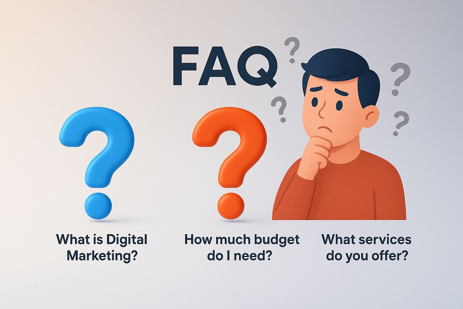 image of faq page container a boy is looking confused